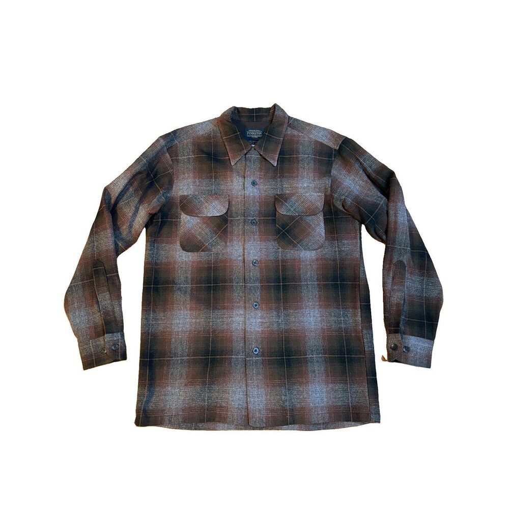 Pendleton Mens The Original Board Shirt Sz M Virgin Wool Loop Collar Flap Pocket